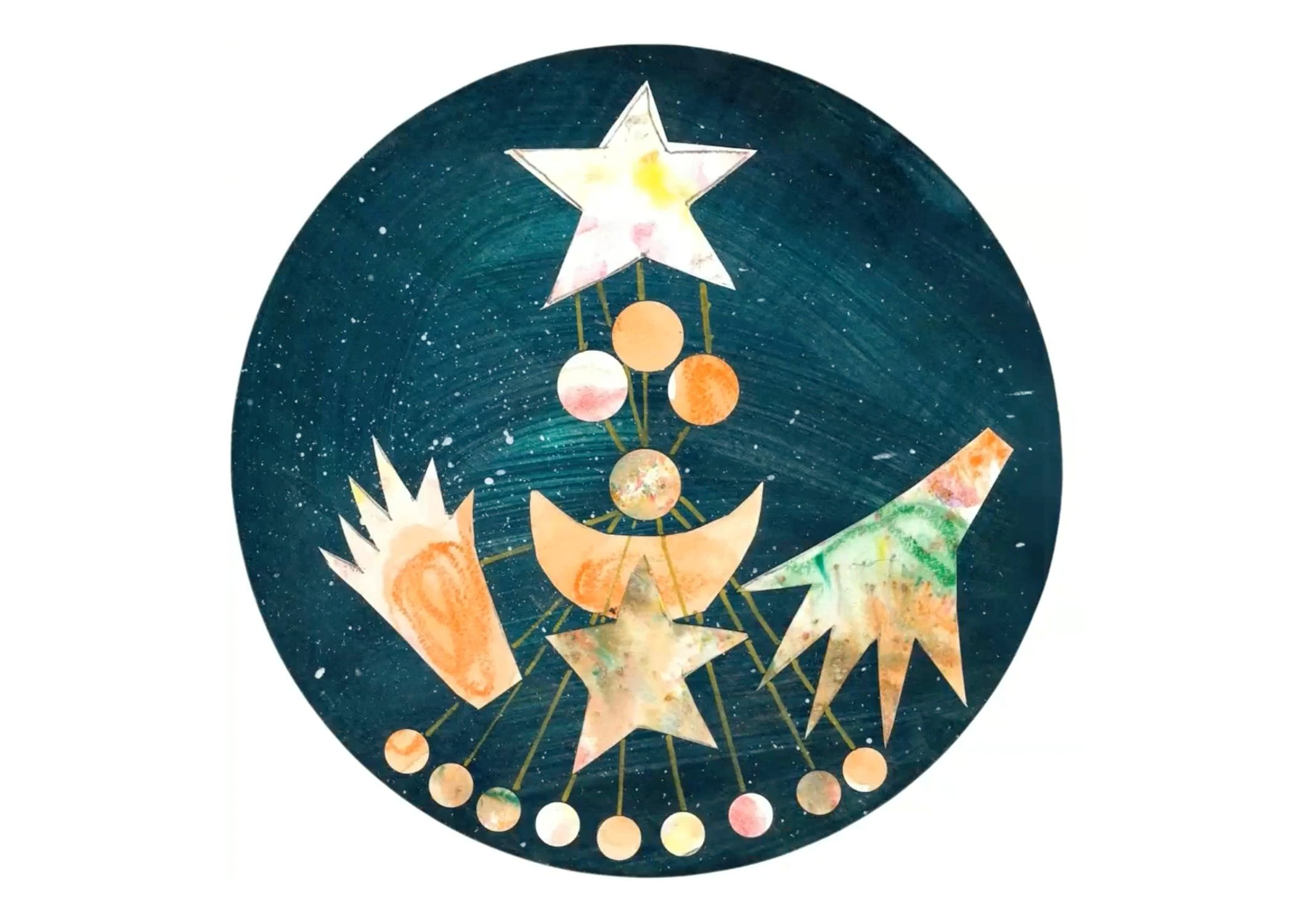 A collage depicting a constellation in the night sky